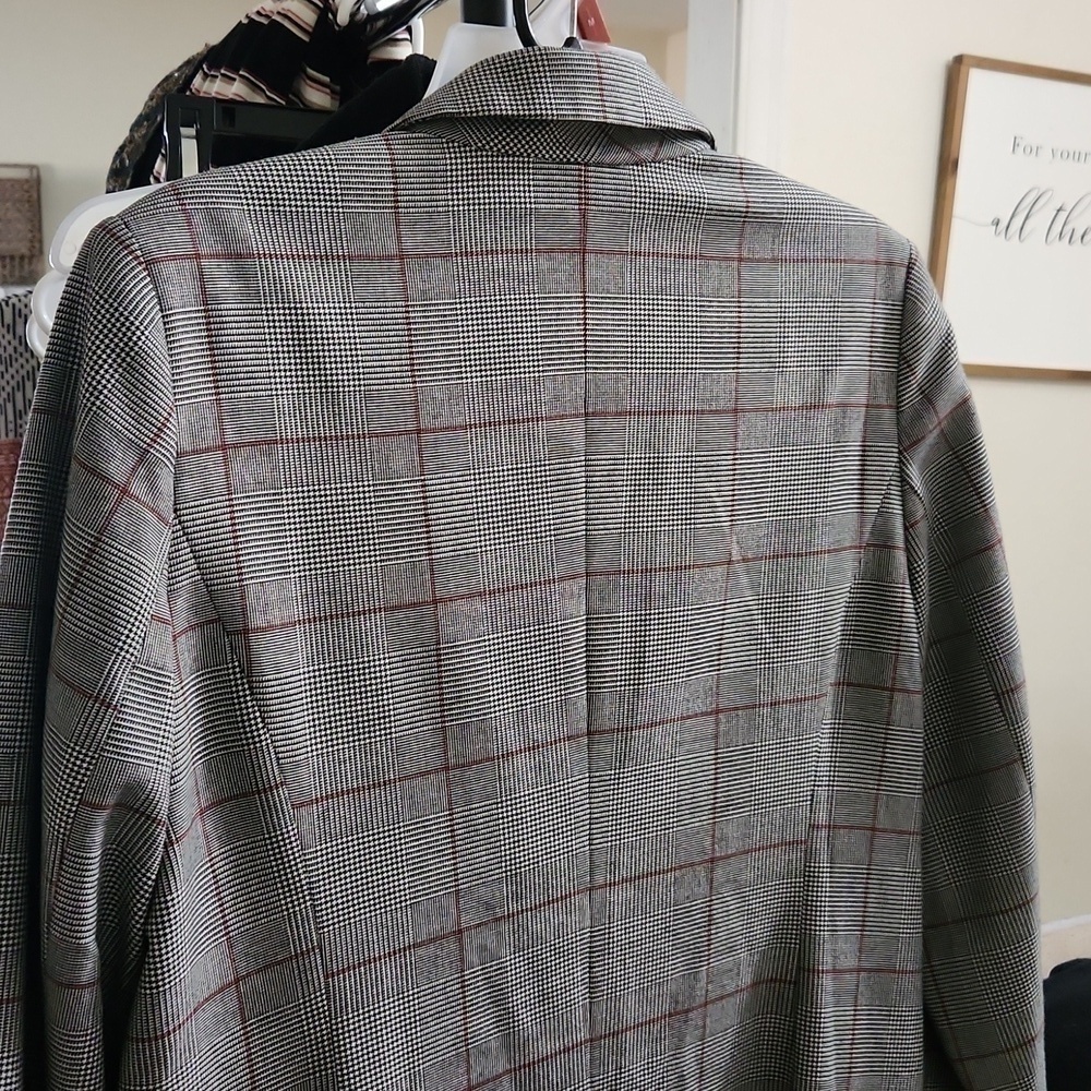 Double Button Blazer Size Medium Career Contemporary Preppy Plaid Glam Formal - Picture 9 of 9